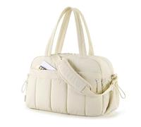 Wdbild Bolsos de mano para mujer, resistentes al agua, con bolsillo para mojado, para viajes y gimnasio, espaciosos bolsos de hombro, beige, 42*19*30cm