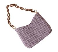 Wdbild Bolsos para mujer, bolso pequeño tejido a mano hecho a mano para las axilas, bolso cuadrado para viajes, vacaciones, bolsa de hombro para vacaciones en la playa, Purple, Talla única