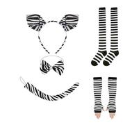 Wdbild Calcetines, conjunto de disfraz de animal con diadema, cola y cara, corbata de moño, falda de Halloween, disfraz de animal para niños y adultos, cosplay de Halloween