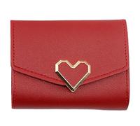 Wdbild Cartera corta para mujer, de piel sintética, portátil, ranuras para tarjetas, bolsillo para cambio, adecuado para varios usos, Red, 11.5*9*2cm
