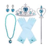 Wdbild Conjunto de accesorios de princesa para niñas, guantes, corona, aretes, collar y trenzado de pelo para cosplay de niñas