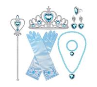 Wdbild Conjunto de accesorios de princesa para niñas, guantes, corona, aretes, collar y trenzado de pelo para cosplay de niñas