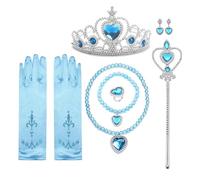 Wdbild Conjunto de accesorios de princesa para niñas, guantes, corona, aretes, collar y trenzado de pelo para cosplay de niñas