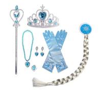 Wdbild Conjunto de accesorios de princesa para niñas, guantes, corona, aretes, collar y trenzado de pelo para cosplay de niñas