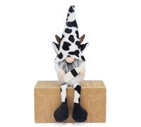 Wdbild Decoración de muñeca con cara de vaca de ganado, color blanco y negro, tela artística de vaca, decoración de cara menos muñeca