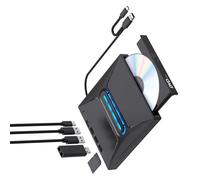Wdbild Disco externo multifunción de 7 puertos, USB 3.0, tipo C, unidad de disco externo para computadora de escritorio, portátil, múltiples sistemas, grabación de discos para laptop