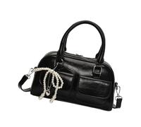 Wdbild Elegante bolsa cruzada y de mano, práctica bolsa de hombro de poliuretano con espaciosa esencial, organizada para varias ocasiones, bolso de mano con lazo, Black, One Size