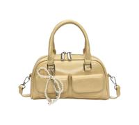 Wdbild Elegante bolsa cruzada y de mano, práctica bolsa de hombro de poliuretano con espaciosa esencial, organizada para varias ocasiones, bolso de mano con lazo, Amarillo, One Size