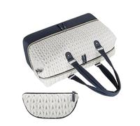 Wdbild Elegante bolsa para mamá de alta capacidad con secciones separadas, práctico almacenamiento de pañales para las necesidades del bebé, pañales de compras, Azul Oscuro Y Blanco