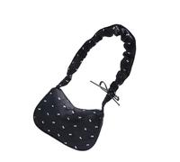 Wdbild Elegante bolso de hombro con detalle de lazo, ligero, casual, para mujer, uso diario, elegante bolso de mano con lazo, Black, One Size