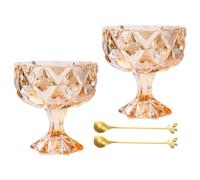 Wdbild Elegante taza de helado de tallo alto, grueso y resistente a los golpes, cuenco de vidrio para servir postres, fiestas, comedor, cocina, uso elegante taza de helado con soporte