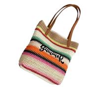 Wdbild Elegante y práctico bolso de hombro tejido de arco iris, bolso de hombro espacioso para vacaciones en la playa y compras en la ciudad, bolsa de hombro para playa, b, One Size