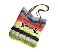 Wdbild Elegante y práctico bolso de hombro tejido de arco iris, bolso de hombro espacioso para vacaciones en la playa y compras en la ciudad, bolsa de hombro para playa, a, One Size