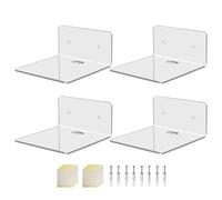Wdbild Estantes flotantes de acrílico transparente con clips de cable, estante de almacenamiento flotante elegante para sala de estar, estantes de pared transparentes