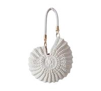 Wdbild Hoboes - Bolsos de mano para mujeres y niñas, tejido a mano, conchas marinas, bolsos de mano para mujer, bolsa de noche con asa superior, bolsas de regalo, conchas marinas tejidas a mano, White