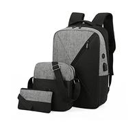 Wdbild Juego de 3 mochilas para laptop para hombre, mochila escolar con bolsa de hombro, estuche para lápices para adolescentes y niños, Gray, Mass Beauty