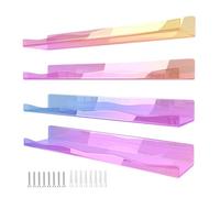 Wdbild Juego de 4 estantes flotantes acrílicos brillantes prácticos para guardería, estantes acrílicos arcoíris para mostrar libros y juguetes