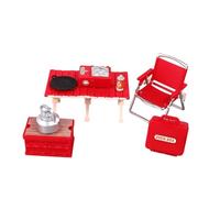 Wdbild Juego de mesa y silla plegable en miniatura para casa de muñecas, accesorios de camping al aire libre con detalles realistas, accesorios de juego al aire libre