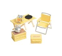 Wdbild Juego de mesa y silla plegable en miniatura para casa de muñecas, accesorios de camping al aire libre con detalles realistas, accesorios de juego al aire libre