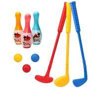 Wdbild Juego de palos de golf para niños con pin de golf y bolos para práctica de interiores y entrenamiento al aire libre, juego de viaje con bolsa