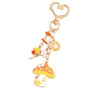 Wdbild Llavero con cuentas de calabaza y hongos con acento floral, llavero ligero para todos los días, Setas de flores, Talla única