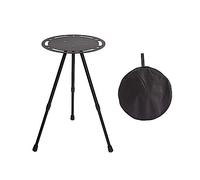 Wdbild Mesa redonda plegable de aleación de aluminio para exteriores, altura ajustable, pequeña mesa de camping plegable para campamento y viajes