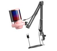 Wdbild Micrófono condensador USB para juegos, función de iluminación LED para PC con brazo flexible y micrófono de reducción de ruido de sonido en tiempo real