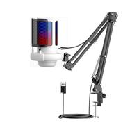 Wdbild Micrófono condensador USB para juegos, función de iluminación LED para PC con brazo flexible y micrófono de reducción de ruido de sonido en tiempo real
