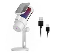 Wdbild Micrófono de condensador para PC, conexión USB, luces de color para podcasting y micrófono de base sólida