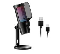 Wdbild Micrófono de condensador para PC, conexión USB, luces de color para podcasting y micrófono de base sólida