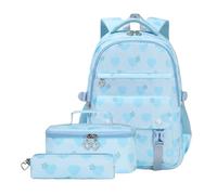 Wdbild Mochila escolar, 3 piezas, mochila escolar para niñas con bolsa de almuerzo y estuche para lápices, mochila casual para estudiantes, Blue, Talla única