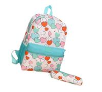 Wdbild Mochila escolar, mochila de dibujos animados y estuches para bolígrafos, práctica mochila escolar para niños y niñas con gran capacidad y correa ajustable, Green Love, Talla única