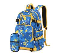 Wdbild Mochila escolar, mochila escolar con estuche para lápices para niños y niñas, bolsas para laptop, gran capacidad, puerto de carga USB, Blue, L