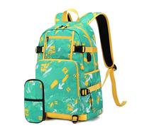 Wdbild Mochila escolar, mochila escolar con estuche para lápices para niños y niñas, bolsas para laptop, gran capacidad, puerto de carga USB, Green, L