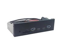 Wdbild Panel frontal USB 3.2 Gen1 de 5.25 pulgadas con transferencia de datos de velocidad rápida de 5 Gbps, 19 pines a 2 USB 3.0, 2 tipos C y auditivo, fácil instalación