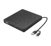 Wdbild Regrabador de disco externo de alta velocidad con cable USB integrado y multiinterfaz para computadoras, quemadores de disco portátiles de escritorio con ranuras para tarjetas