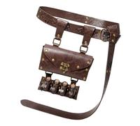 Wdbild Riñonera medieval de piel sintética con 4 botellas de poción de corcho para disfraz de mago de fantasía, cosplay, renacentista, Bolsa con cinturón, Talla única