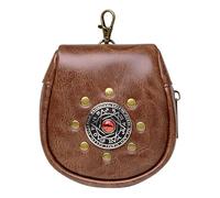 Wdbild Riñonera medieval de piel sintética en relieve, monedero retro para Halloween, accesorio de disfraz, Brown, Talla única