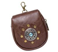 Wdbild Riñonera medieval de piel sintética en relieve, monedero retro para Halloween, accesorio de disfraz, café, Talla única