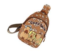 Wdbild Riñonera para niños, bolsa de viaje de dibujos animados, bolsas de pecho, bolso cruzado, mochila para niñas y niños, Brown, Talla única