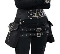 Wdbild Riñonera única, fresca y funcional, riñonera gótica, bolsa punk para teléfono para actividades al aire libre, Black, Talla única