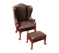 Wdbild Sofá de cuero para dormitorio, modelo de muebles en miniatura, accesorios de juego de rol, sofá oscuro, casa de muñecas