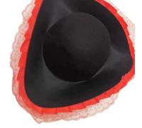 Wdbild Sombrero de copa, sombrero de triángulos piratas, ajustable, unisex, sombreros del Caribe, con cordones, decoración de flores, sombreros para fiestas temáticas y cosplay
