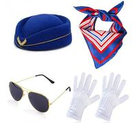 Wdbild Sombrero de copa y sombrero de asistente de vuelo, conjunto de boinas de azafatas, sombreros de aerolínea, accesorios de uniforme para cosplay y fiestas de disfraces
