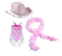 Wdbild Sombrero de vaquero, sombrero de fiesta, bandana, bufanda, conjunto elegante de diamantes de imitación, sombreros de rapero, espectáculos de escenario, juego de disfraces