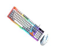 Wdbild Teclado combinado con cable LED ajustable de 1600 DPI, teclado mecánico programable