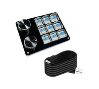 Wdbild Teclado macro mecánico de 9 teclas/10 teclas/12 teclas/15 teclas con perilla personalizable, interruptores intercambiables en caliente para jugadores y programadores, teclados macro