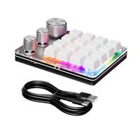 Wdbild Teclado macro programable con cable, USB C, 16 teclas, 3 perillas, diseño mecánico de intercambio en caliente para juegos y aplicaciones de oficina