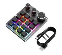 Wdbild Teclado macro programable con cable, USB C, 16 teclas, 3 perillas, diseño mecánico de intercambio en caliente para juegos y aplicaciones de oficina