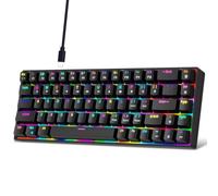 Wdbild Teclado mecánico RGB intercambiable en caliente de 68 teclas, diseño ergonómico, 19 modos de iluminación, cable desmontable para juegos/oficina, teclado de juegos a color, escritura ergonómica